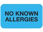 Tabbies 01510 No Known Allergies Medical Labels 7 8 x 1 1 2 Light Blue 250 Roll