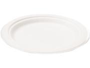 NatureHouse P001 Bagasse 6 Plate Round White 125 Pack