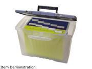 Storex 61511U01C Portable File Storage Box w Organizer Lid Letter Legal Clear