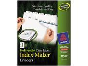 Avery 100% Recycled Index Maker Dividers White 5 Tab 11 x 8 1 2 5 Sets Pack