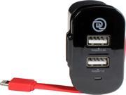 PC Treasures 09913 PG ChargeIt Black Dual Output Wall Charger with MFI Lightning Cable