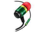 Ruggedized AudiOHM RNF Rasta Earbud Headphones with Lifetime Warranty by GOgroove feat. Ballistic Materials Handsfree Mic and Replaceable In Ear Gels for Smar