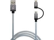 IOGEAR GUML01 SG Space Grey Duolinq 2 in 1 Charge Sync Cable