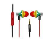 GOgroove AudiOHM iDX Rasta In Ear Headphones with Noise Isolation Hands Free Calling Tangle Free Cord and Custom Fit Silicone Gels