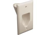 DataComm 45 0001 LA 1 Gang Recessed Cable Plate Lite Almond