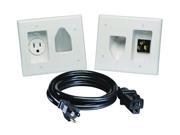 DataComm 45 0023 WH Recessed Pro Power Kit with Straight Blade Inlet White