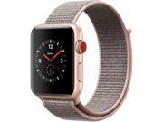 Apple Watch Series 3 Smartwatch (GPS + Cellular) - 42mm Gold Aluminum Case with Pink Sand Sport Loop (Certified Refurbished)
