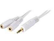 Tripp Lite P313 06N WH 6 3.5mm Mini Stereo Cable adapter Y Splitter for Speakers and Headphones M to 2x F White