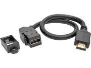 Tripp Lite High Speed HDMI with Ethernet All in One Keystone Panel Mount Extension Cable M F Angled Connector 1 ft. P162 001 KPA BK