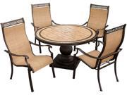 Hanover MONACO5PC Monaco 5pc Dining Set 4 high dining chairs 51 round table w pedestal