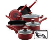 Farberware New Traditions Speckled Aluminum Nonstick 12 Piece Cookware Set Red