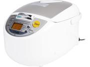 Tiger JBA T10U Micom Rice Cooker with Food Steamer Slow Cooker White 11 Cups Cooked 5.5 Cups Uncooked Made in Japan