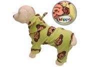 Adorable Silly Monkey Fleece Dog Pajamas Bodysuit with Hood Lime L
