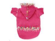 Adorable Hand Knitted Dog Hooded Sweater with Heart Shaped Beads and Sparkling Trims L