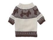 Hand Knitted Dog Sweater with Brown Doggies and Pattern Desgin S