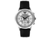 Armani Classic Chronograph Silver Dial Black Leather Mens Watch AR2432