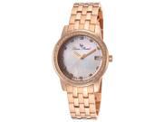 Lucien Piccard Womens Taney White Mop Dial Rose Gold Tone Ip Stainless Steel image