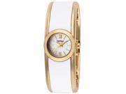 Women s White Dial Gold Tone Ion Plated Stainless Steel White Resin