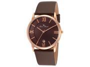 Moiry Dark Brown Genuine Leather Brown Dial Rose Tone Case