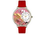 Baking Red Leather And Silvertone Watch U0310005