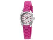Caravelle Ny 43L175 Women s Pink Silicone Silver Tone Dial Ss Watch