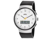 Braun Bn 0159 Whbkg Men s Classic Analog Digital Black Rubber White Dial Ss Watch