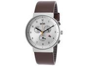 Men s Classic Chronograph Brown Genuine Leather Silver Tone Dial