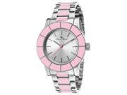 Lucien Piccard 12925 22S Pka Burgos Stainless Steel And Pink Enamel White Dial Stainless Steel Watch