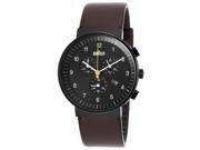 Men s Classic Chronograph Brown Genuine Leather Black Dial