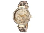 Caravelle Ny 44N103 Women s Leopard Print Leather Gold Tone Dial Watch