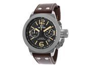 Men s Canteen Chrono Brown Genuine Leather Black Dial
