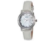 Burgi Bur096ssw Women s Diamonds White Genuine Leather Mop Dial Stainless Steel Watch