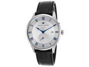 Maurice Lacroix Mp6907 Ss001 110 Men s Masterpiece Auto Black Leather Silver Tone Dial Ss Blue Accents Watch