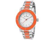Lucien Piccard 12925 22 Oa Burgos Stainless Steel And Orange Enamel White Dial Stainless Steel Watch