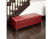 Christopher Knight Home Guernsey Red Bonded Leather Storage Ottoman