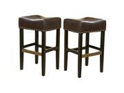 Christopher Knight Home Louigi Brown Backless Leather Bar Stool Set of 2