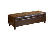Christopher Knight Home Mission Brown Tufted Leather Storage Ottoman Bench