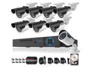 TECBOX AHD DVR 8 Channel Security Camera System with 8 HD 720P Outdoor Indoor CCTV Cameras 1.3MP Remote View Motion Detection IR CUT 2TB Hard Drive Pre installe