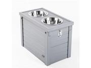 New Age Pet Piedmont 2 Bowl Dog Diner with Storage  Gray