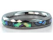8mm Wide Faceted Tungsten Carbide Ring With Mother Of Pearl Inlays