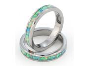 4mm Precious Opal Tungsten Carbide Ring with Traditional White Opal that flashes with the entire rainbow of colors
