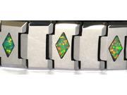 8 x 1 3 Tungsten Carbide Bracelet with inlays of Green PreciousOpal