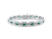 Amour Sterling Silver 10 1 5ct TGW Created Diopside and 1 10ct TDW Diamond Tennis Bracelet H I I2 I3 7in