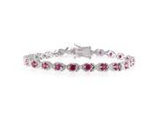 Sterling Silver 4 1 3ct TGW Created Ruby and 0.02ct TDW Diamond Tennis Bracelet H I I3 7in