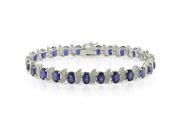7? 13.5ct Sterling Silver Diamond and Created Sapphire Bracelet. 7? TDW .03ct