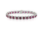 Amour Collections Silver Created Ruby and Diamond Tennis Bracelet