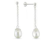 Sterling Silver drop pink 9 10mm pearl earrings with butterfly backs