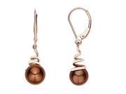 14K Pink Gold 8 9mm Cultured Freshwater Round Chocolate Pearl Earrings