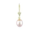 6 7mm Pink Rice Pearl Earrings in 10k Yellow Gold