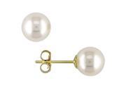 14K Yellow Gold 6 6.5mm Cultured Pearl Earrings